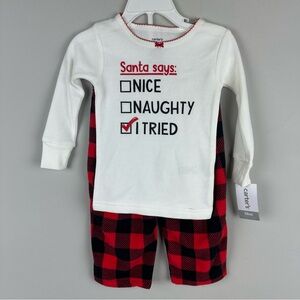 NWT Carter's White and Red Check Pajama Set Naughty or Nice sz 18m